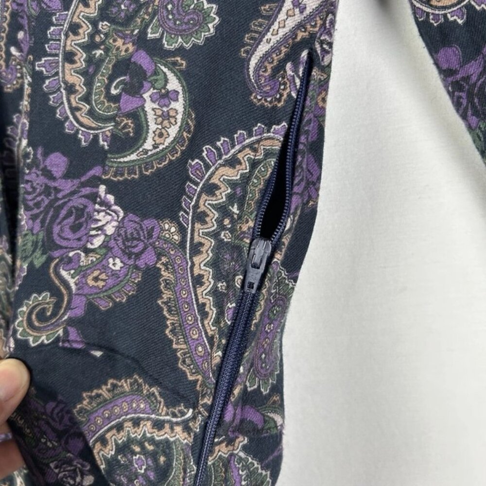 Vtg Laura Ashley Midi Blue Purple Paisley Basque Dress Modest Cottagecore US 8 - Picture 9 of 16